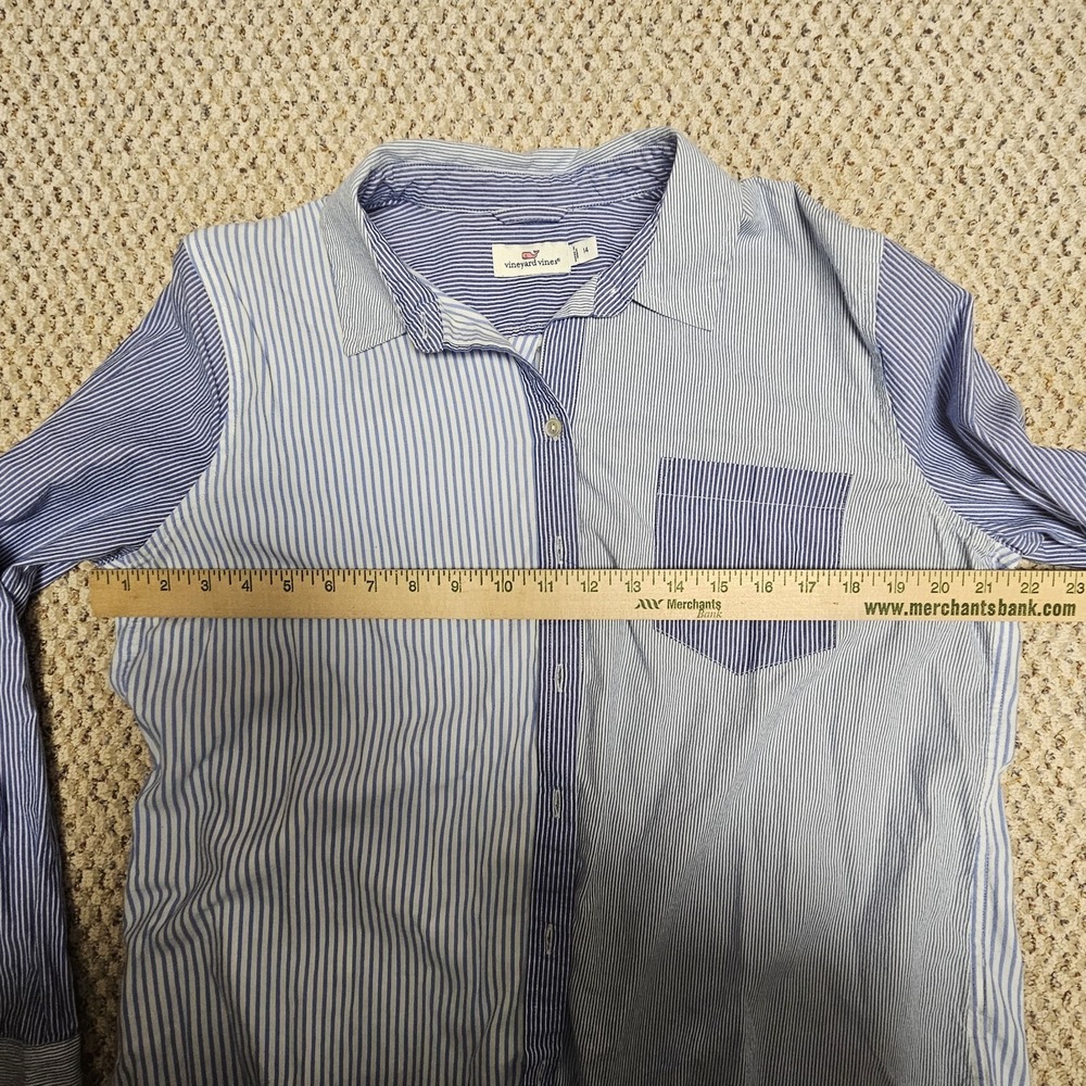 Vineyard Vines Women's Striped Button Down Shirt Blue and White Size M Nautical - Picture 4 of 7